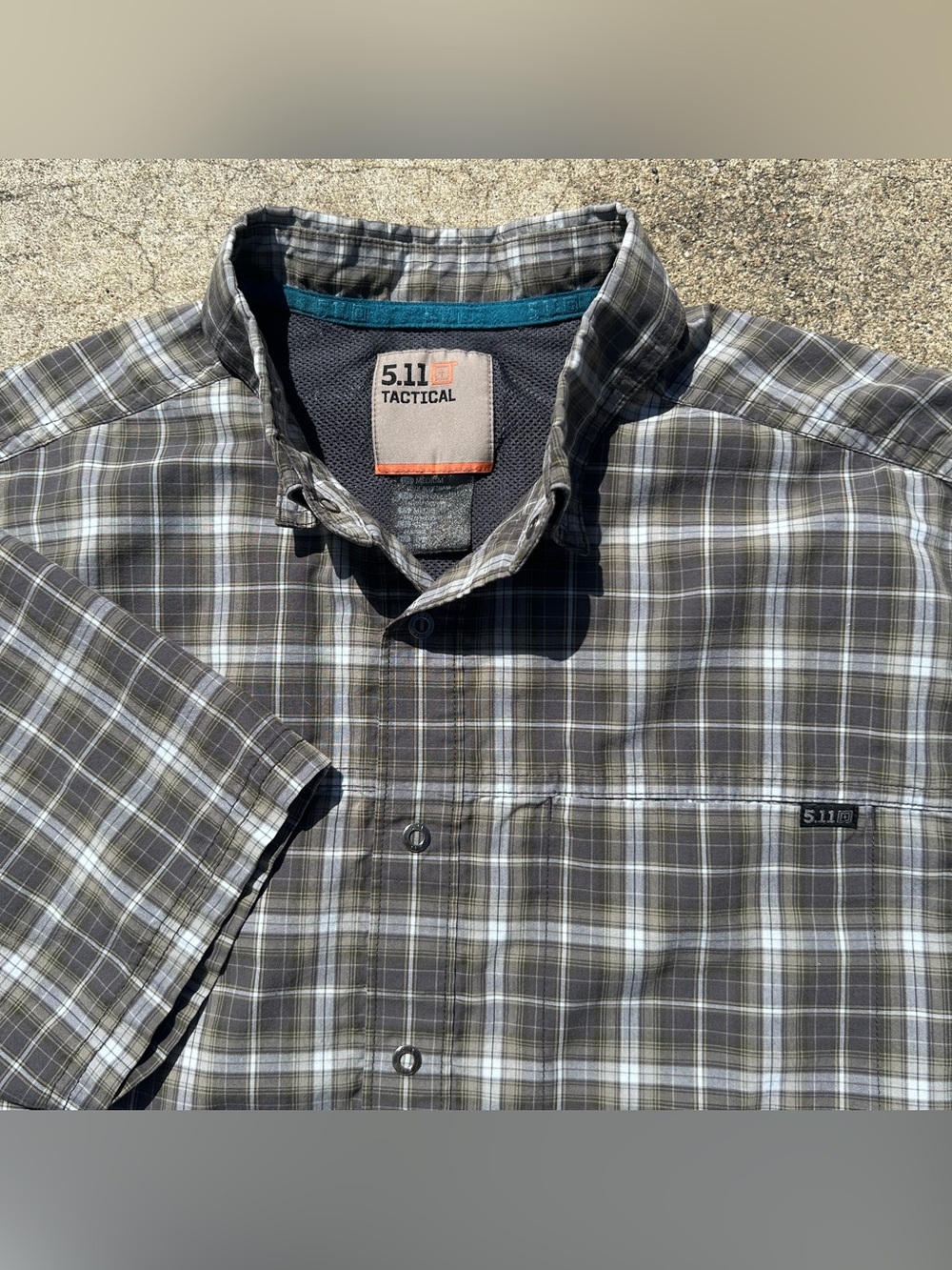 511 Tactical Brown Mens Plaid Snap Short Sleeve Shirt Medium
